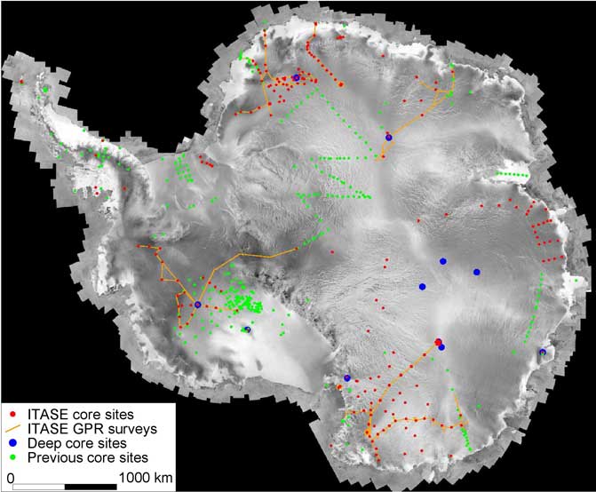 Location Map - cores, GPR surveys.